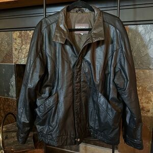 Vintage Men's Oakton Ltd. Black & Brown Leather Jacket